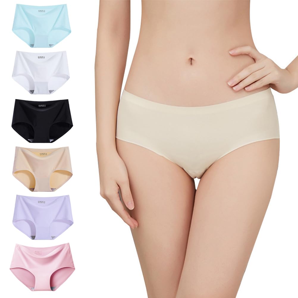 Womens Teen Girls Seamless Underwear Pack of 6 No Show Panties Invisible Briefs for Big Girl
