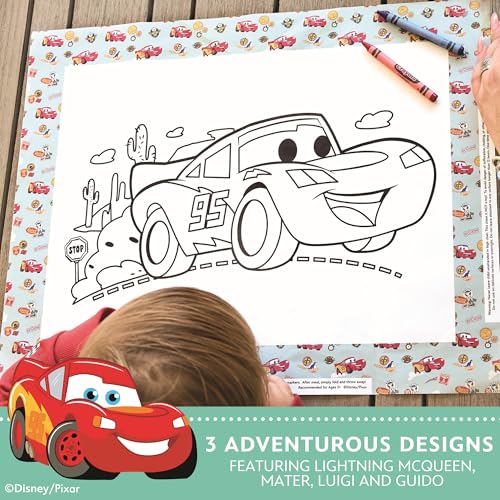 Image of Disney Baby by J.L. Childress ColorMe Disposable Placemats - Stick on Disposable Placemats for Baby, Toddlers, & Kids, for Travel, Picnic, & Dining Coloring Activities, Child Table Mat - 24 Pack, Cars