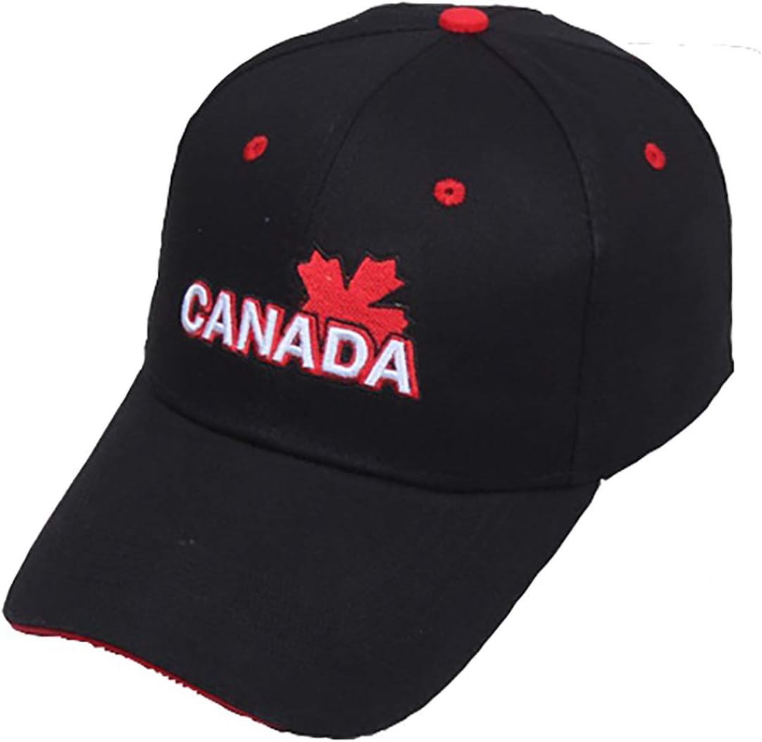Foetest Baseball Cap Canada Flag Hat Adjustable DadHat Sunhat Cotton Embroidered Cap Black - Image 4