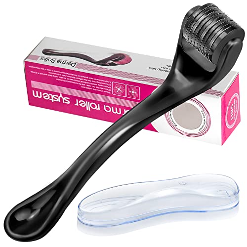 0,5mm Dermaroller Titanium Microneedle Roller Rodillos Facial Barba para el Cuidado de la Piel, la Barba y el Crecimiento del Cabello, para Hombre y Mujer