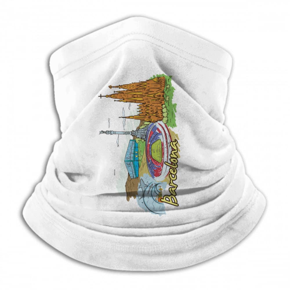 no/no Spain Barcelona Monument Watercolor Neck Gaiter Warmer Scarf Outdoor Sports
