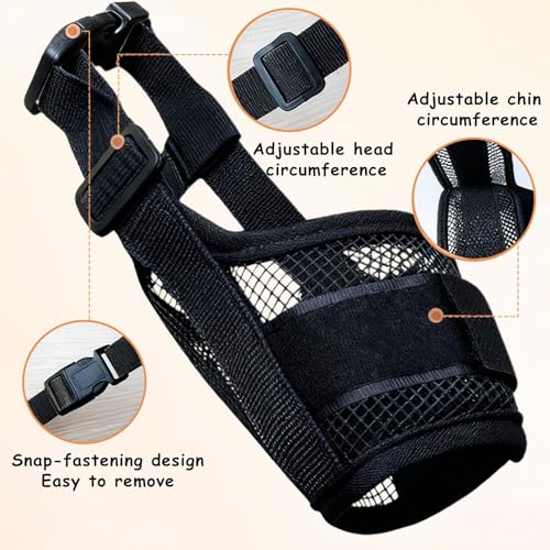 Fysaran Maulkorb für Hunde, Gitterdesign Verstellbare Maulkorb mit Klettverschluss Sicher Atmungsaktives Bellen und Kauen Netzmaulkorb für Kleine Große und Hunde (M: 14-20 cm)