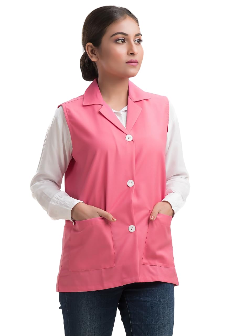 HOSPRIQS Lab Coat-Sleeveless With 2 Bottoms Pockets | Ideal for Students/Lab Technicians/Professionals | Pink, XXL (B0D7CRXZ4S) Amazon Price History, Amazon Price Tracker