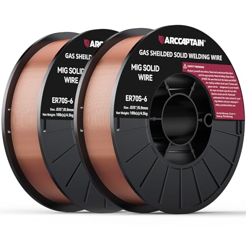 Image of ARCCAPTAIN Mig Welding Wire, 0.035 10Lb Mig Wire ER70S-6 10Lbs Gas Solid Carbon Steel Low Splatter Mig Welding Wire Compatible With Lincoln Miller Forney Harbor Welder 0.09 4.5KG, Pack of 2