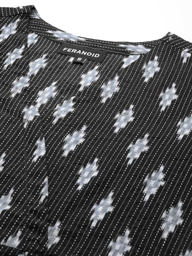 Image of feranoid Floral Print Angrakha 3 Sleeves Flared Kurti