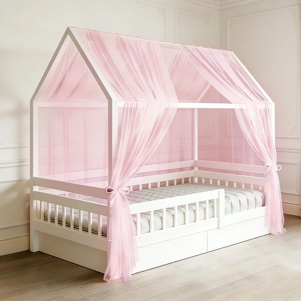 Wapasezyar House Bed Canopy Pack of 2, 350 x 150 cm House Bed Canopy Decoration, Fabric Canopy for Girls Boys Canopy Children's Bed Children's Room Decoration (Pink)