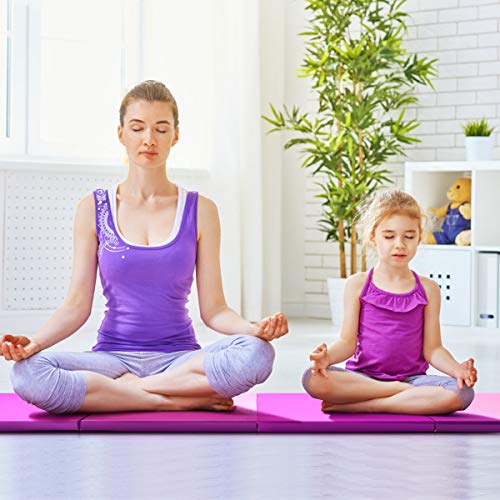 Giantex 4'X8'X2" Gymnastics Mat Thick Folding Panel Gym Fitness Exercise Mat Purple/Pink #TOP4