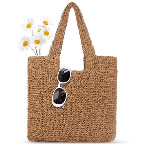 Straw Bag Beach Tote Handbag for Women Large Summer Woven Raffia ...