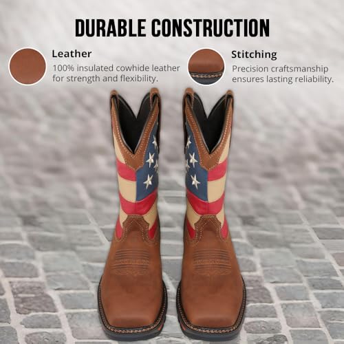 Image of Wolf Work Boots for Men Genuine Leather, Oil and Slip Resistance - Plain Toe