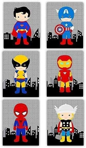Superhero Art Prints, Superhero Nursery Decor, Superhero Art for Kids, Art for Boys Room, Decor for Boys Room. PRINTS ONLY, Unframed. (NOT CANVAS)