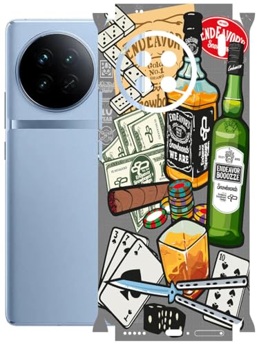 Image of AtOdds - Full Body Back Screen Guard Protector Film - Lamination Wrap Skin Sticker Compatible with VIVO X90 | Scratchproof Matte Finish (Wine Graffiti)
