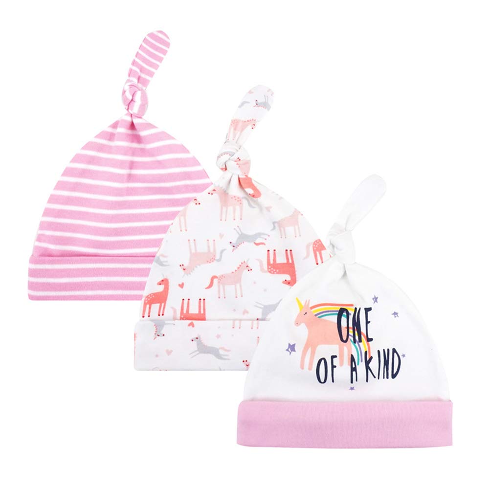 LACOFIA Sombrero de Beanie de algodón para bebé niñas y niños de recién Nacido Unisex Gorro Nudo de Las bebé de Esencial 3 Piezas