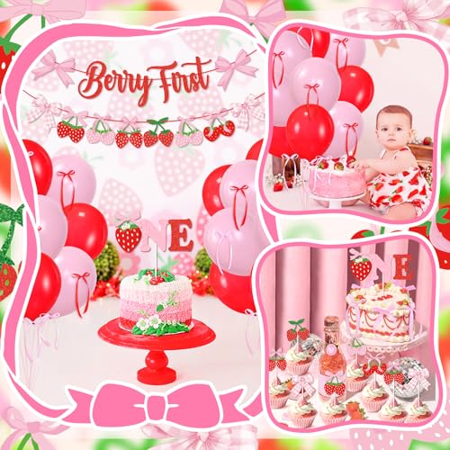50% Off Strawberry First Birthday Decor with Balloons & Banners - Image 4