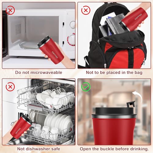 Image of MOMSIV 12oz Travel Mug, Insulated Coffee Cup with Leakproof Lid, Vacuum Stainless Steel Double Walled Reusable Tumbler for Hot and Cold Water Coffee and Tea In Travel and Car