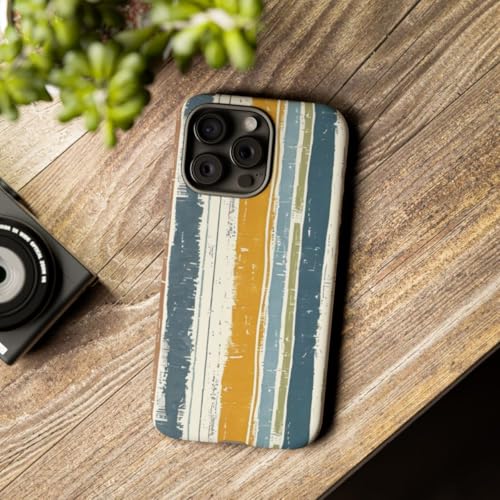 Coque iPhone 15 Pro Max rigide mate au motif rayé rustique en lin - 3
