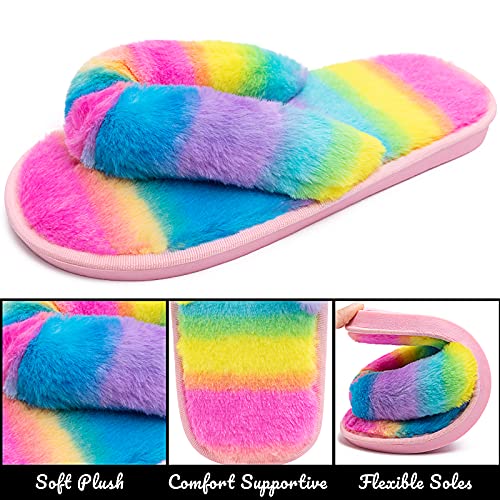 Techcity Women'S Fuzzy Memory Foam Flip Flop Slippers Soft Comfy Open Toe Slip On Spa Thong Flat Sandals Ladies House Home Furry Sandal Slides Indoor Outdoor thumb #5