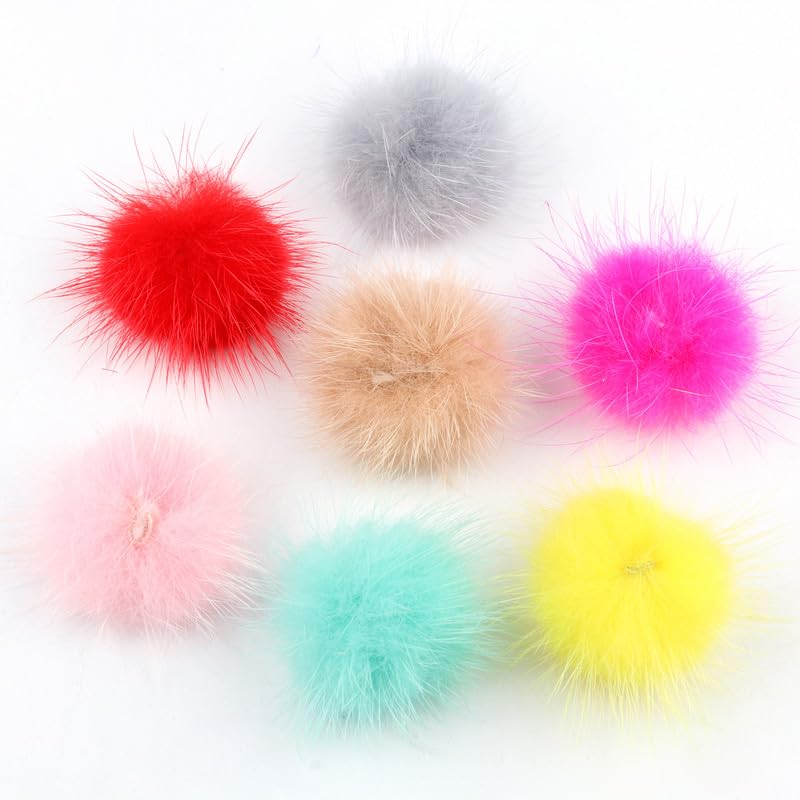 3 cm Pompon-Kugeln geeignet für Schlüsselanhänger Trim DIY Schmuck Handwerk Zubehör (Farbe: Weinrot, Größe: 30 mm, 80 Stück 1 Karte)