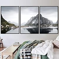 3 Piece Framed Canvas Wall Art Cool Lake Landscape Canvas Prints Home Artwork Decoration for Living Room,Bedroom - 16