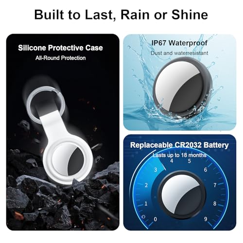 Image of 2-Pack Tracker Tags Compatible with Apple Find My (iOS Only), Bluetooth Tracker Tags, Smart Keys Finder and Item Locator with Waterproof Case for Wallet Luggage Backpack (Android Need Download App)