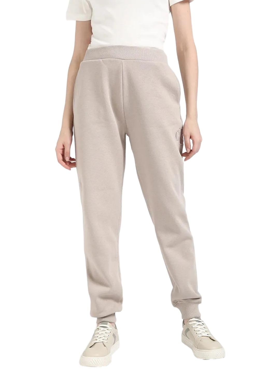 Calvin Klein Women’s Raised Embroidery CK Regular Fit Jogging Bottoms, Grey (Atmosphere), XS