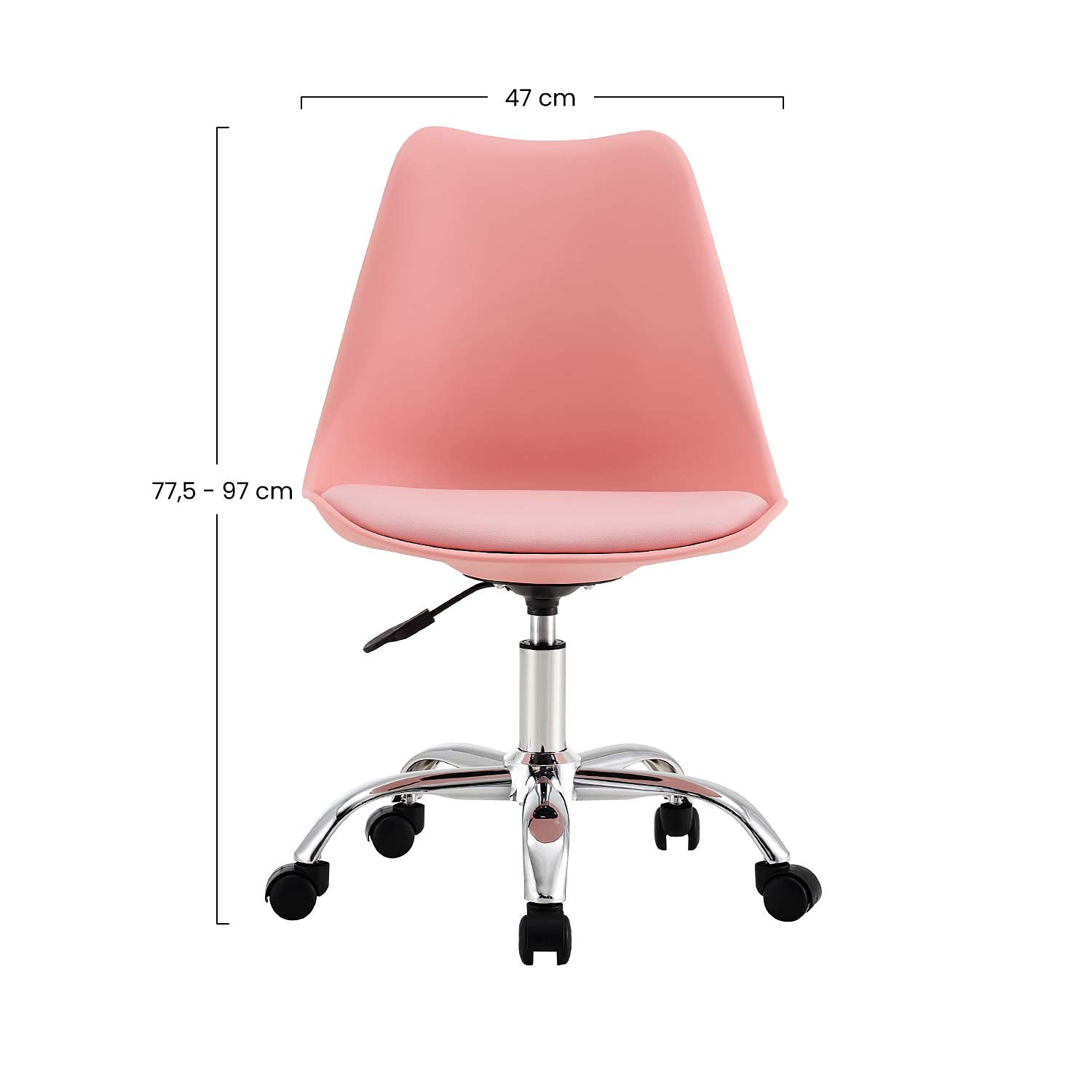 THINIA HOME Silla de Escritorio Ergonómica con Ruedas Eyre Silla Nórdica Acolchada Giratoria Moderna Altura Ajustable | Silla de Escritorio de Oficina Estudio Dormitorio 97x47x58cm