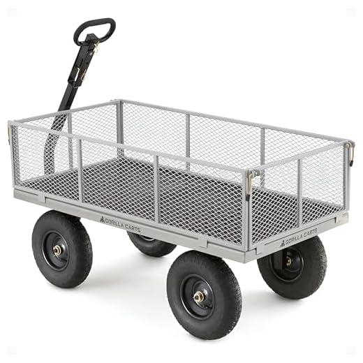 Gorilla Carts GOR1001-COM Heavy-Duty Steel Utility Cart with Removable Sides, 1000-lbs. Capacity, Gray