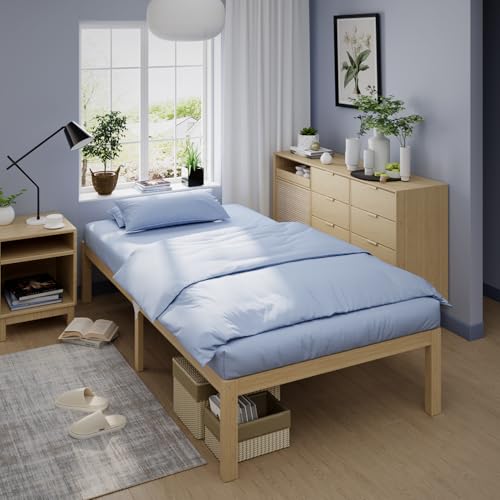 Bamboo Bed Frame Twin Size Wood Platform Bedframe Solid