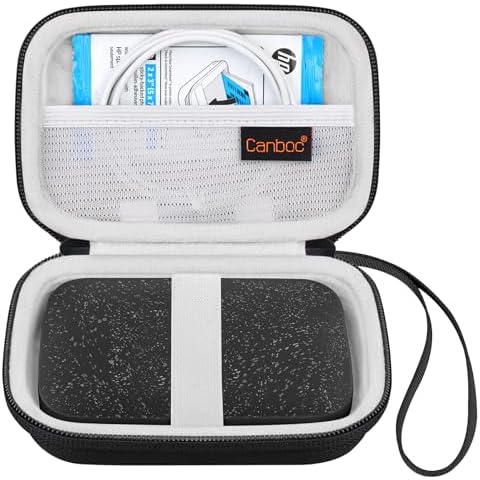 Canboc Carrying Case for HP Sprocket 2x3 Instant Smartphone Photo Printer, KODAK Step Wireless Mobile Photo Printer, Lifeprint 2x3 Photo Printer, Mesh Bag fit Photo Paper Cable, Black Cover