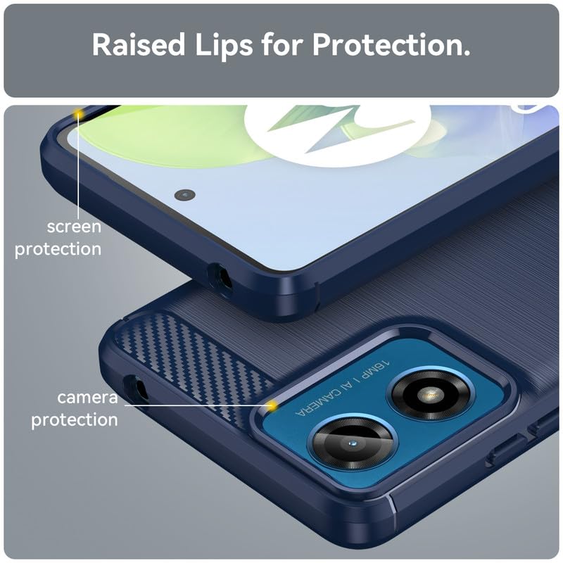 Image of Hybrid Carbon Fiber Back Case for Motorola Moto G24 | G24 Power (Blue)