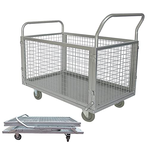 お買い求めしやすい価格 カゴは折り畳み可能 カゴ台車 手押し台車 カゴ