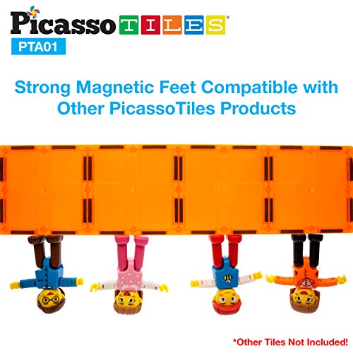 Picassotiles 150 Piece Large Building Blocks + 42 Piece Magnetic Tiles + Character Figure Set, 5 Colors 4 Unique Shapes Mix & Match Toys, Magnet Tiles Stem Construction Toy, 4 Family Action Figures #TOP7