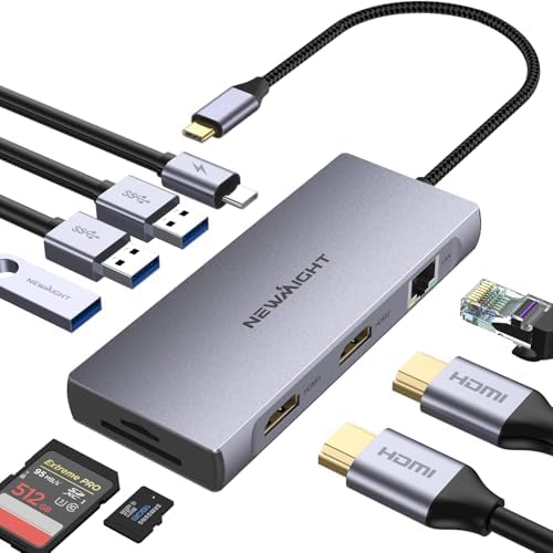 Docking Station USB C,Newmight 9 En 1 Doble HDMI Hub Adaptador Ti...
