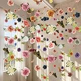 XunYee 6 Pcs 35.4 ft Flower Garlands Artificial Wildflower Vines Floral Hanging Backdrop Fake Flower Garlands Faux Silk Wildflower Vine for Wedding Bridal Shower Home Garden Wall Arch Decor(Boho)