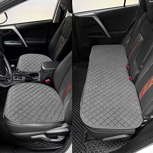 Image of surpassme Comfortable Car Seat Covers Universal Back /Brench Seat Coves for Car Accessories with Storage Pockets, Padded Car Interior Covers for Automotive, SUV, Truck, and Van(Grey)