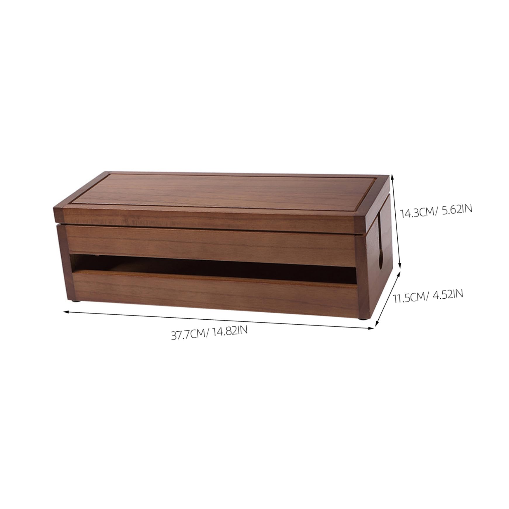 Caja de Almacenamiento de Madera para Cables y Enchufes, Café, Grande