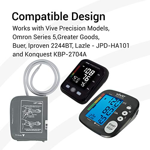 Vive Precision Replacement Cuff - for Automatic Blood Pressure Monitor and Digital Machine - Sized for Upper Arm Circumference 22 to 42 Centimeters - for Adults, Seniors, Elderly (Medium)