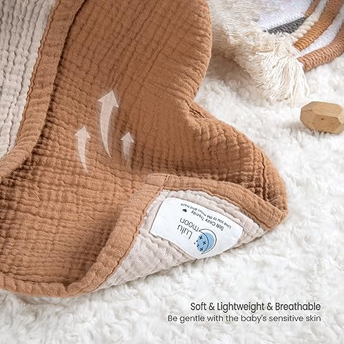 Image of lulumoon Muslin Baby Blanket Neutral: Cotton Toddler Blanket for Daycare