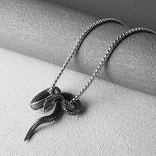 STWTR Stainless Steel Animal Snake Pendant Chain Gothic Jewelry Men's Vintage Necklace3