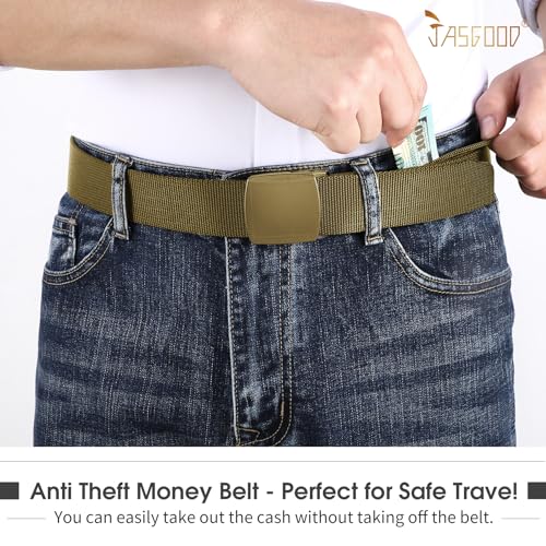 Image of Travel Security Money Belt with Hidden Money Pocket - Cashsafe Anti-Theft Wallet Unisex Nickel free Nylon Belt by JASGOOD