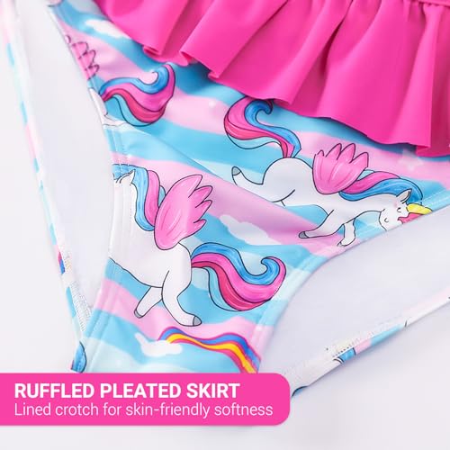 Image of JiAmy Girls Swimsuits Long Sleeve Bathing Suit Two Piece Rash Guard Set Beach Swimwear with UPF 50+ Sun Protection 3-9T