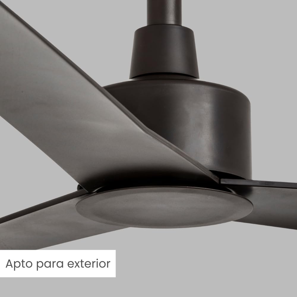 / RIVER/Ventilador de techo marrón para exterior sin luz Ø125 cm/Ultrasilencioso, bajo consumo, 6 Velocidades, mando a distancia con temporizador, verano-Invierno