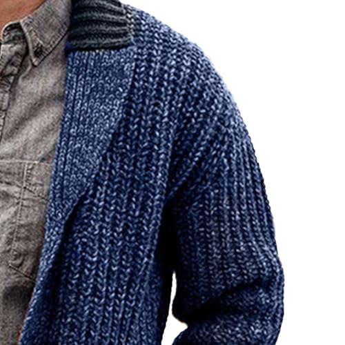 Men's Shawl Collar Button Cardigans Button up Slim Fit Cable Knit Sweater Loose Fit Long Sleeve Male Cardigan3
