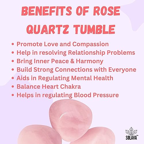 Image of SOLAVA Original Rose Quartz Stone Tumble-Natural Pink Crystal Stones Tumble For Healing, Love, Trust, Positivity, Compassion, Manifestation And Meditation-4 Piece