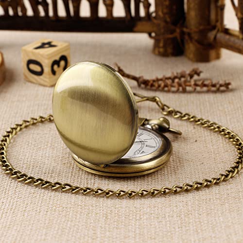 Image of Smooth Pocket Watch Alloy Steel Quartz Roman /Arabic Numerals with 37cm Chain for Father's Day Xmas Best Gifts