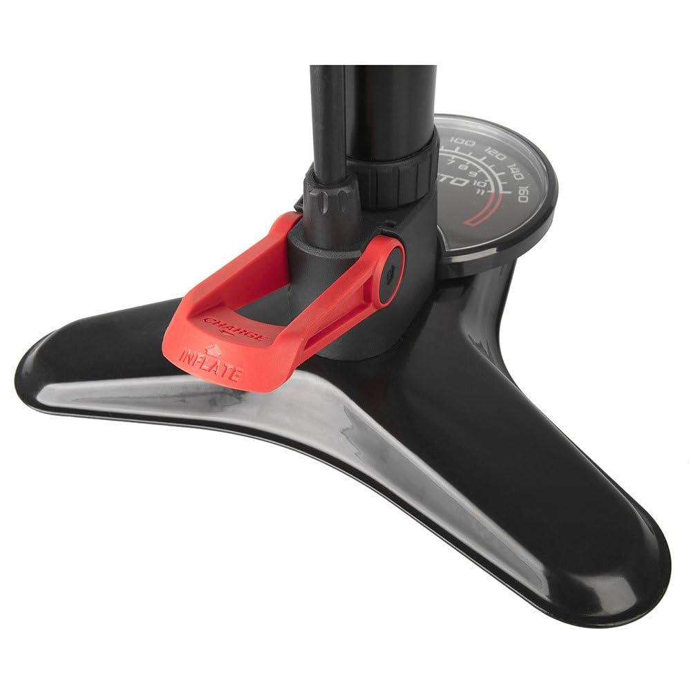 Floor Pump, Aluminium, for Normal Tubes and Tubeless Tires, Max. 160 PSI, with Gauge, for AV/FV/DV, on Card