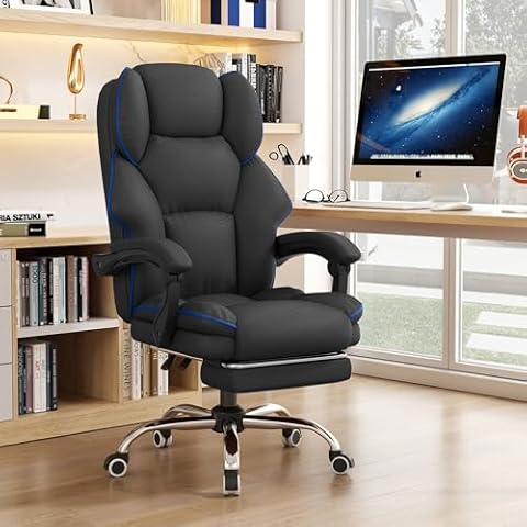 WXJHL Executive Office Chair High Back Computer Gaming Chairs Leather Desk Chair with Foot Rest Big and Tall Ergonomic Work Chairs Cover