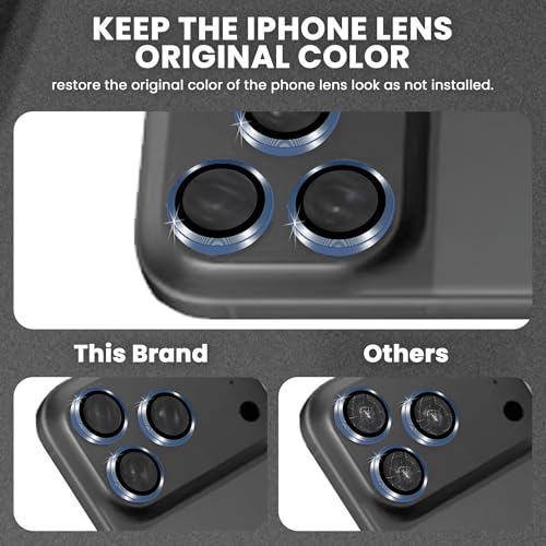 Image of ArmourPro Premium Camera Lens Protector Tempered Glass Compatible For iPhone 17 Pro Max Tough HD Individual Aluminum Alloy Rings 9H Camera Cover, Scratch-Resistant,Camera Lens Protection| Blue