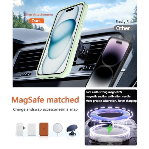 Image of Magnetic iPhone 15 case,Compatible with Magsafe, Military-Grade Protection,Slim Translucent Matte Shockproof with Anti-Scratch Anti-Fingerprint Phone Cover (Matcha Green, iPhone 15)