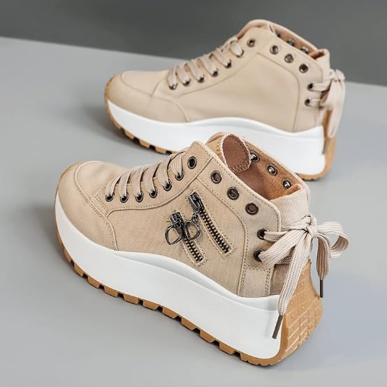 Women's Lightweight High Top Platform Canvas Sneakers Breathable Walking Shoes4