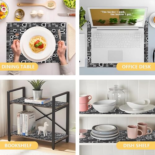 Image of Kuber Industries Pack of 3 Waterproof & Durable 10 Meters Kitchen Mats for Shelf Liner Roll | Wipeable Fridge Sheets for Shelves Cabinet Drawer | D Print - Black